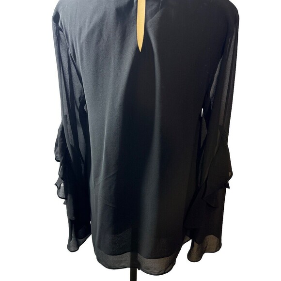 Women’s Black Formal Top Anthropologie She + Sky Blouse Size M - Picture 5 of 9